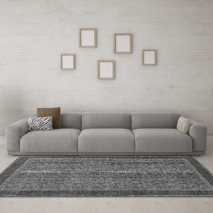 Machine Washable Abstract Gray Modern Rug in a Living Room,, wshabs2883gry