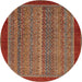 Round Abstract Red Modern Rug, abs2883