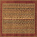 Square Abstract Brown Modern Rug, abs2883brn