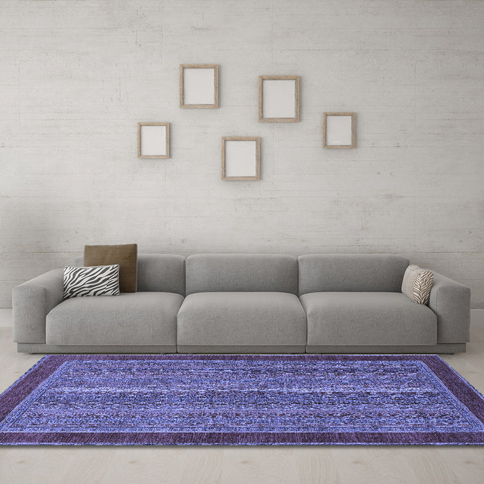 Machine Washable Abstract Blue Modern Rug in a Living Room, wshabs2883blu