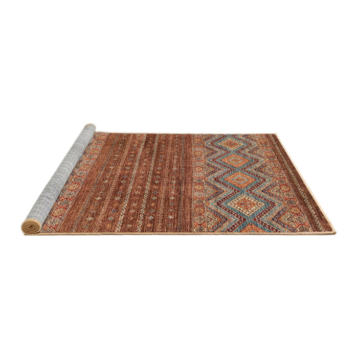 Sideview of Machine Washable Abstract Light Copper Gold Rug, wshabs2884