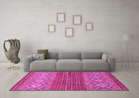 Machine Washable Abstract Pink Modern Rug, wshabs2884pnk