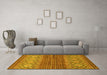 Machine Washable Abstract Yellow Modern Rug in a Living Room, wshabs2884yw