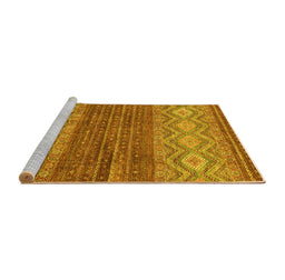 Sideview of Machine Washable Abstract Yellow Modern Rug, wshabs2884yw