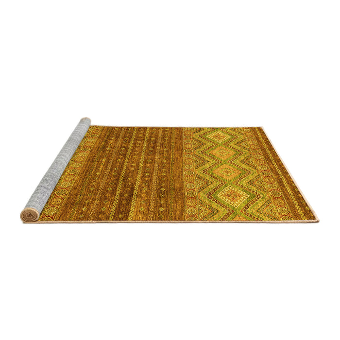 Sideview of Machine Washable Abstract Yellow Modern Rug, wshabs2884yw