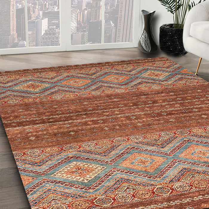 Machine Washable Abstract Light Copper Gold Rug in a Family Room, wshabs2884