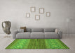 Machine Washable Abstract Green Modern Area Rugs in a Living Room,, wshabs2884grn