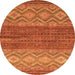 Round Abstract Orange Modern Rug, abs2884org