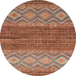 Round Abstract Light Copper Gold Modern Rug, abs2884