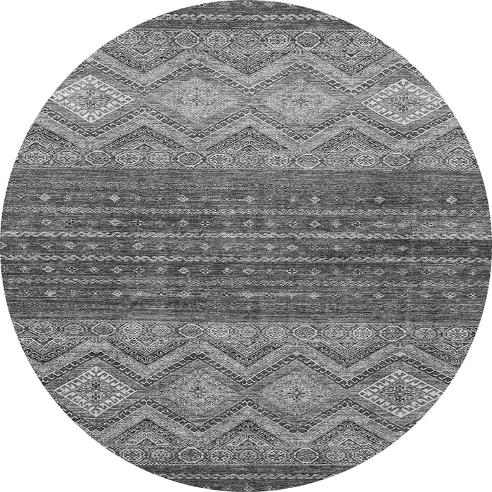 Round Machine Washable Abstract Gray Modern Rug, wshabs2884gry