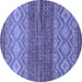 Round Abstract Blue Modern Rug, abs2884blu