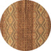 Round Abstract Brown Modern Rug, abs2884brn