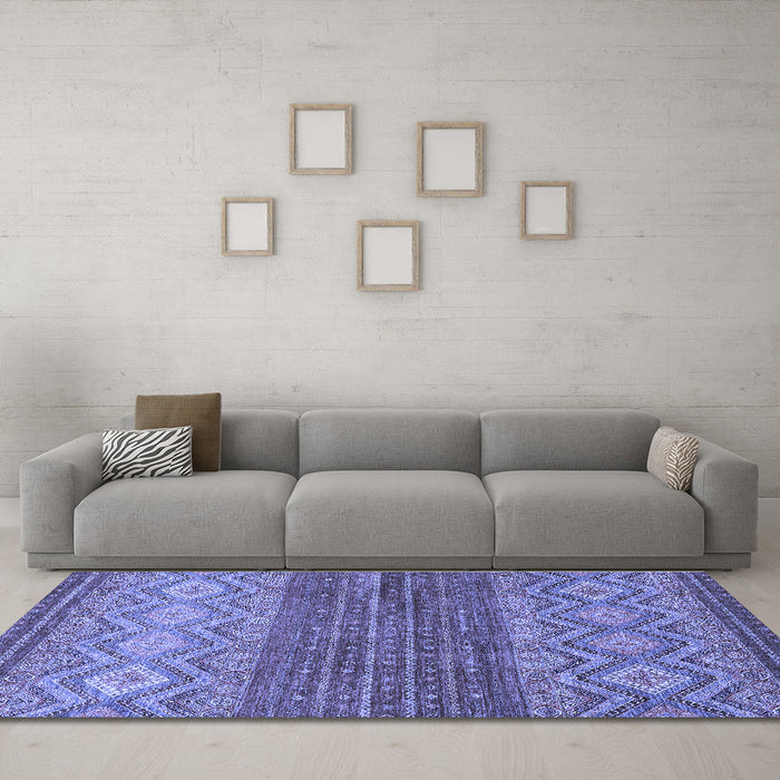 Machine Washable Abstract Blue Modern Rug in a Living Room, wshabs2884blu