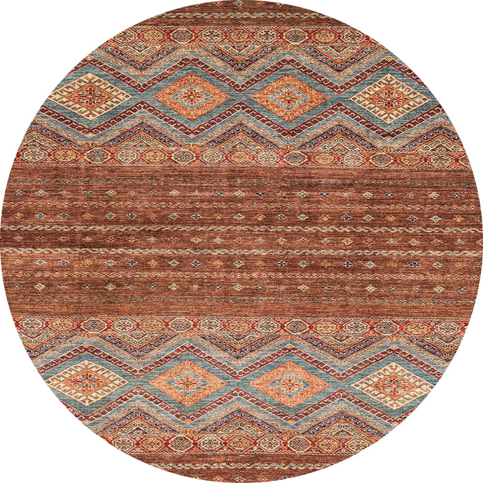 Round Machine Washable Abstract Light Copper Gold Rug, wshabs2884