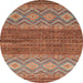 Round Machine Washable Abstract Light Copper Gold Rug, wshabs2884