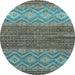 Round Abstract Light Blue Modern Rug, abs2884lblu