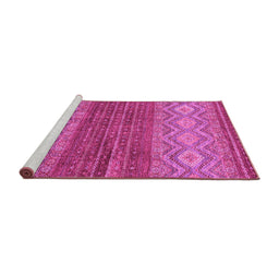 Sideview of Machine Washable Abstract Pink Modern Rug, wshabs2884pnk