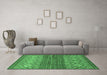 Machine Washable Abstract Emerald Green Modern Area Rugs in a Living Room,, wshabs2884emgrn