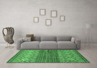 Machine Washable Abstract Emerald Green Modern Rug, wshabs2884emgrn