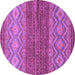 Round Machine Washable Abstract Purple Modern Area Rugs, wshabs2884pur