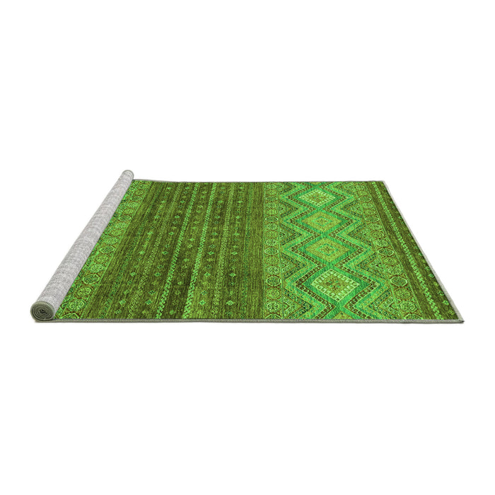 Sideview of Machine Washable Abstract Green Modern Area Rugs, wshabs2884grn