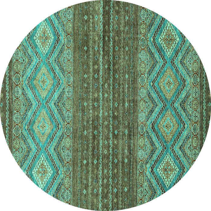 Round Abstract Turquoise Modern Rug, abs2884turq
