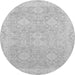 Round Machine Washable Oriental Gray Traditional Rug, wshabs2885gry