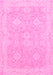 Machine Washable Oriental Pink Traditional Rug, wshabs2885pnk