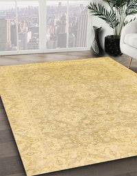 Abstract Chrome Gold Yellow Oriental Rug, abs2885