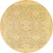 Round Abstract Chrome Gold Yellow Oriental Rug, abs2885