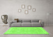 Machine Washable Oriental Green Traditional Area Rugs in a Living Room,, wshabs2885grn