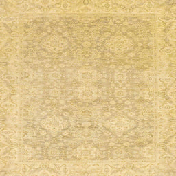 Square Machine Washable Abstract Chrome Gold Yellow Rug, wshabs2885