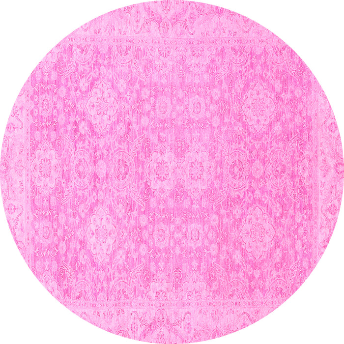 Round Oriental Pink Traditional Rug, abs2885pnk