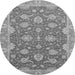 Round Machine Washable Oriental Gray Traditional Rug, wshabs2886gry