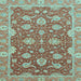 Square Machine Washable Oriental Light Blue Traditional Rug, wshabs2886lblu