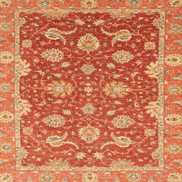 Square Abstract Orange Oriental Rug, abs2886