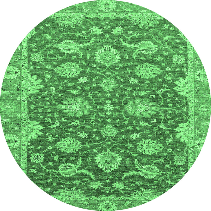 Round Oriental Emerald Green Traditional Rug, abs2886emgrn
