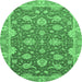 Round Oriental Emerald Green Traditional Rug, abs2886emgrn