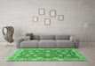 Machine Washable Oriental Emerald Green Traditional Area Rugs in a Living Room,, wshabs2886emgrn