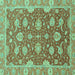 Square Oriental Turquoise Traditional Rug, abs2886turq