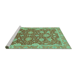 Sideview of Machine Washable Oriental Turquoise Traditional Area Rugs, wshabs2886turq