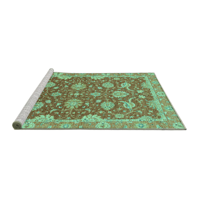 Sideview of Machine Washable Oriental Turquoise Traditional Area Rugs, wshabs2886turq