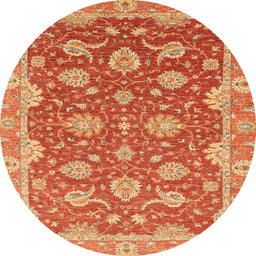 Round Machine Washable Abstract Orange Rug, wshabs2886