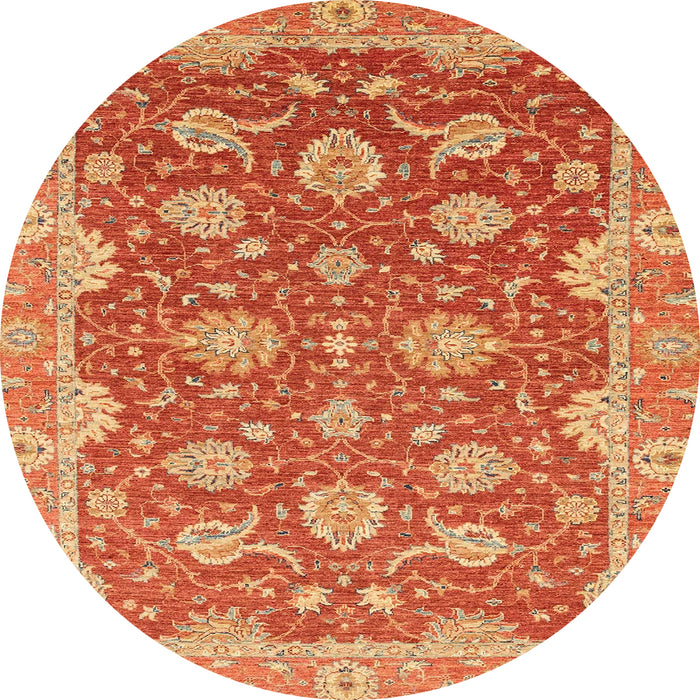 Round Machine Washable Abstract Orange Rug, wshabs2886