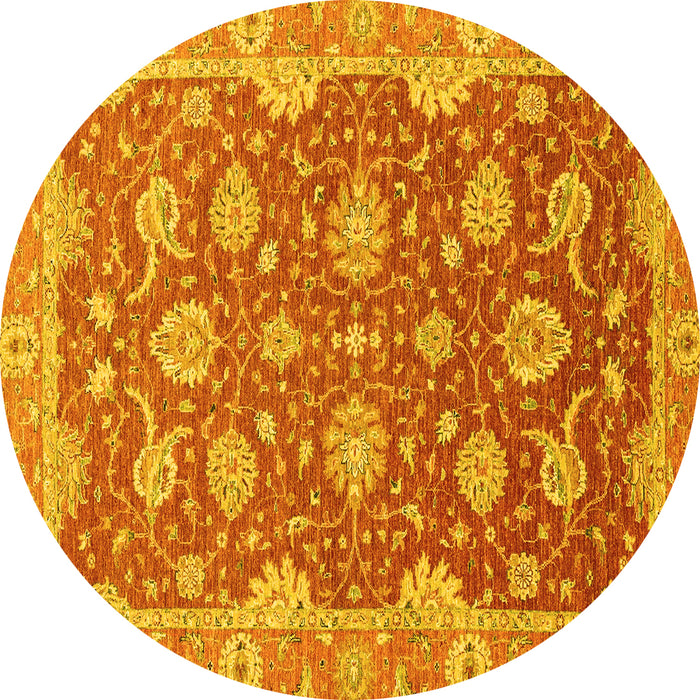Round Oriental Yellow Traditional Rug, abs2886yw