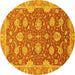 Round Oriental Yellow Traditional Rug, abs2886yw