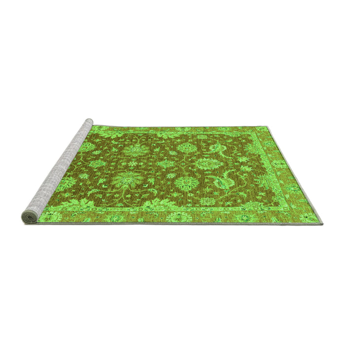 Sideview of Machine Washable Oriental Green Traditional Area Rugs, wshabs2886grn