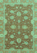 Machine Washable Oriental Turquoise Traditional Area Rugs, wshabs2886turq