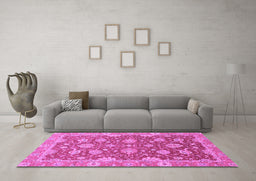 Machine Washable Oriental Purple Traditional Area Rugs in a Living Room, wshabs2886pur