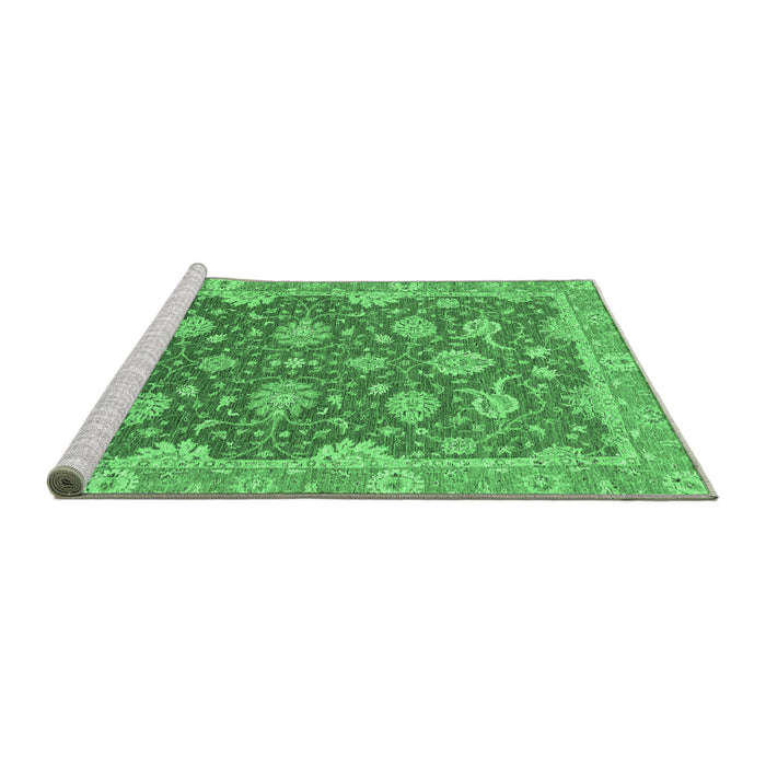 Sideview of Machine Washable Oriental Emerald Green Traditional Area Rugs, wshabs2886emgrn